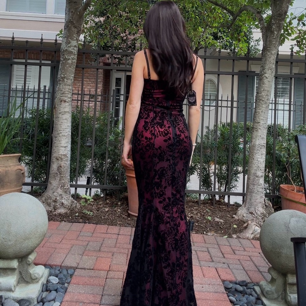 Dolls Kill Black and Red Floral Maxi Dress
